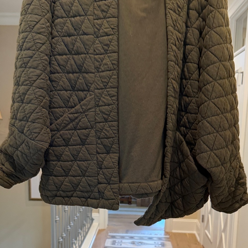 Hello Nite Quilted green Jacket - Classic Open Front Coat(bw) - Picture 4 of 7